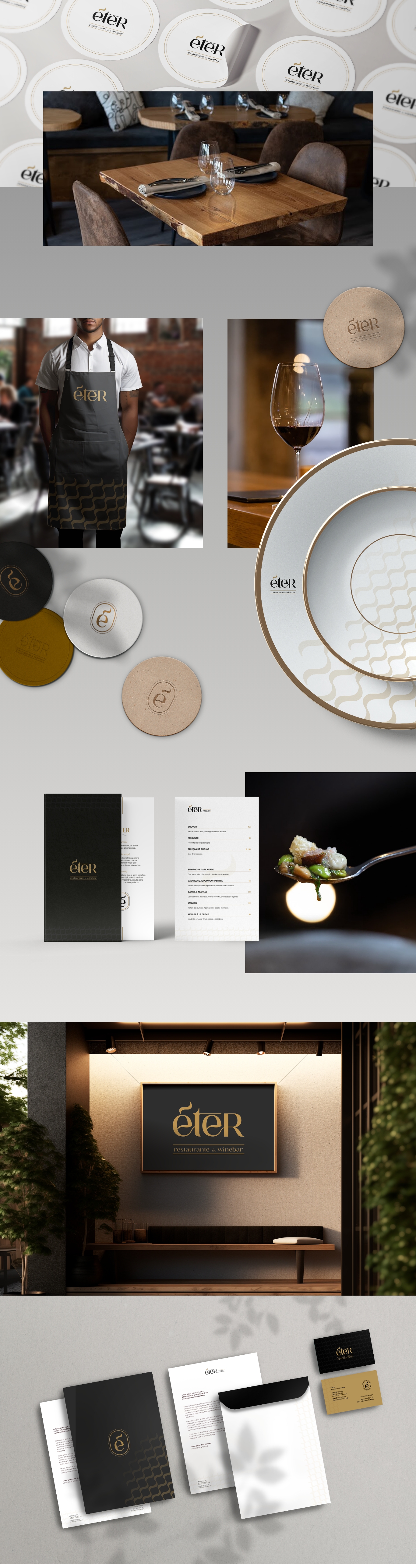 mockups e suportes gráficos desenvolvidos para Restaurante ETER