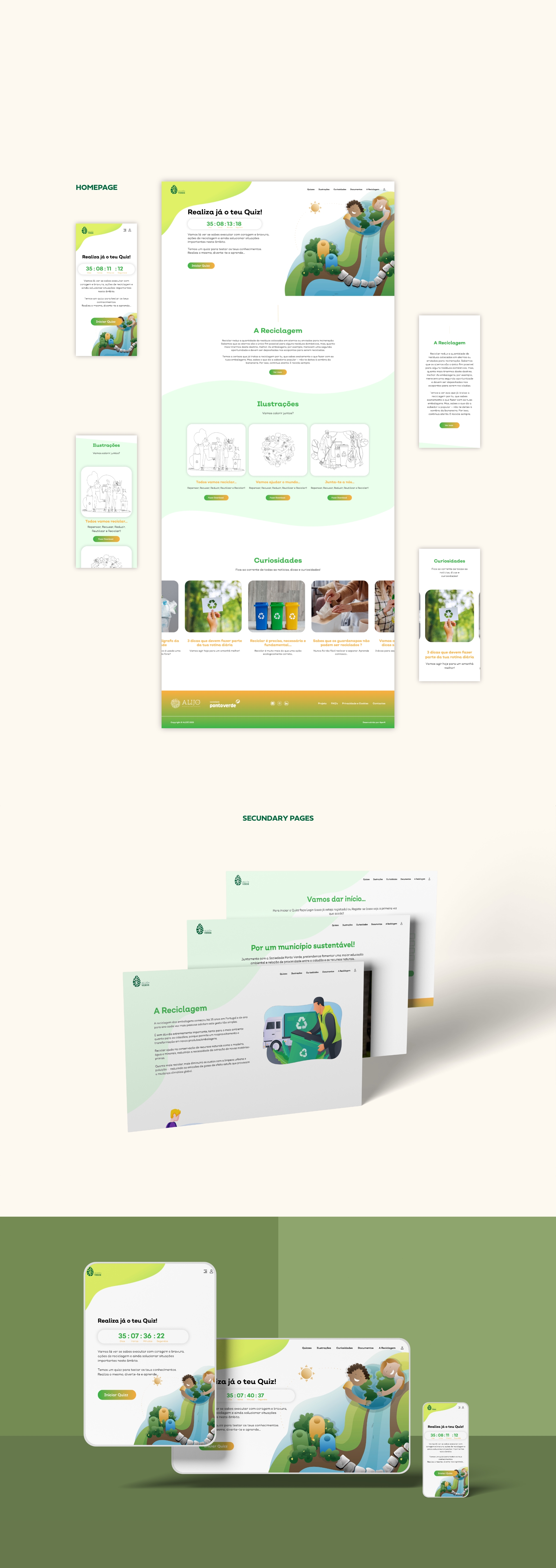 layout of the home page and secondary pages of alijo mais verde